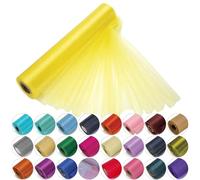 29cm X 25m Amarillo Rollo De Organza Fino Tela - Elegante Decorativo Paño para Boda Silla Lazos, Caminos de Mesa, Detalles Fiesta - Manualidades Suministros para Listones, Vestido Adornos Y Bolsas