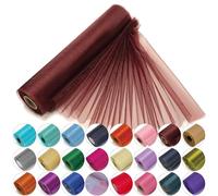 29cm X 25m Rollo De Organza Fino Tela - Elegante Decorativo Paño para Boda Silla Lazos, Caminos de Mesa, Detalles Fiesta - Manualidades Suministros para Listones, Vestido Adornos, Y Bolsas, Burdeos