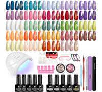 29Pcs Kit Uñas Semipermanentes con 48W Lampara Uñas Semipermanentes, Phoenixy Uñas Semi-permanentes Kit Completo con Decoraciones y Herramientas para Uñas, Kit de Uñas para DIY en Casa