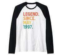 29th Birthday Legend Since May 1997 29 Years Old Vintage Camiseta Manga Raglan