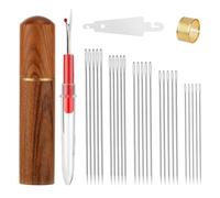 29uds Agujas de Tapicería, Accesorios de Costura con Agujas de Coser a Mano Cobre Estrecho Dedal Agujas Romas ojo Grande para Manualidades de Tejido y Acolchado con Cuentas de Ganchillo