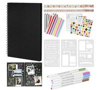 29x21cm Álbum de Fotos de Diseñar y Pegar Tu Mismo, Álbum de Fotos de 100 Páginas Negras, Álbum en Espiral Vacio de Recortes de Bricolaje con Bolígrafos Plantillas Pegatinas Rincones para Aniversario