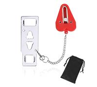 2Agujeros Rojo Cerradura de Puerta Antirrobo Portátil, Cerradura Adicional Seguridad Cadenas de Puerta, Bloqueo de Privacidad para Hotel, Escuela, Viaje, Dormitorio, Baño, Apartamento