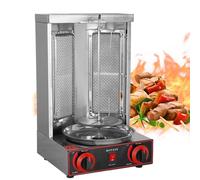 2burner Gas Vertical Shawarma Broiler Machine, 3 KW Multigrill Perfect Gyro Grill Máquina De Hilado Automático, Para Restaurante, Salón, Cocina, 3000 W(Silver)