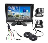2CH 7 "IPS Autobús de camión Coches Pantalla Ahd dvr Monitor con Grabador Video Digital for Cámara Respaldo inversa Trasera Frontal 1024x600 Fácil instalación(Bianco)