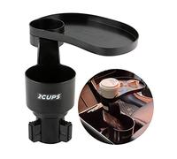 2CUPS Expansor de portavasos para Coche y Bandeja acoplable, se Adapta a Yeti/Hydroflasks/Nalgene de 16 a 40 onzas. Soporte Doble para Tazas con Bandeja giratoria Ajustable. Mesa organizadora para