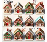 2D, 12 piezas de adornos colgantes de madera de casa de jengibre navideña, la dulzura y la de las fiestas, adecuados para decoración navideña del hogar y de habitaciones, 2D