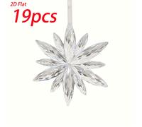 2D - 19 piezas de adornos navideños de blancos 2D planos, decoración transparente para árbol de Navidad, arreglo de , guirnalda de , decoración navideña, decoración de , decoración del hogar