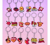 2D, 2D 15/18 piezas Serie Estilo Español Dijes de Llavero de PVC de Goma Blanda, Pequeños Accesorios de Regalo, Llaveros Temáticos de Moda para Desplazamientos para Carteras, Mochilas y Bolsos, 2D