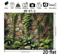 2D , 2D - 2D , 2D - 1 pieza de de Poliéster de 8FT X 6Ft con Vid y Pared de Piedra - Ideal para Fiestas de , Fotomatones y Celebraciones al , Decoración Duradera y Versátil, No Requiere Electricidad