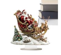 2D Acryl Weihnachtsdekoration - Rentier Schlitten Weihnachtsmann Festliche Deko | Saisonale Tischdekoration für Feiertage | Familie Indoor Party Bücherregal Kamin TV Schrank Winter Dekoration