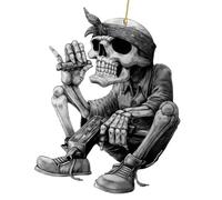 2D Acrylic Car Pendant - Halloween Acrylic Pendant Supplies - 2D Flat Skull Design Halloweenn Festival Party Supplies, Halloween Tree Decoration