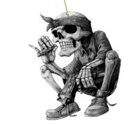 2D Acrylic Car Pendant, Skull Design Car Rearview Mirror Hanging Ornament, Halloween Flat Acrylic Pendant For Auto Interior For Festival Party & Daily Gothic Style