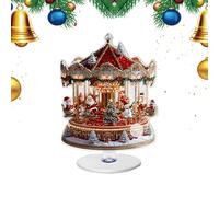 2D Acrylic Christmas Desk Decor - Holiday Table Sign | Festive Tree Ferris Wheel Display with Bright Seasonal Design, Desktop Centerpiece, Winter Scene Accent for Home Mantel TV