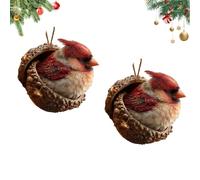2D Forest Animal Acorn Ornaments, Cozy Forest Christmas Ornaments, 2026 New Pine Cone Animal Decoration, for Bag, Backpack Keychain, Wall Room, Garden Decoration (Brown-g,2PCS)