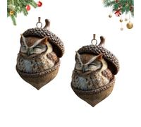 2D Forest Animal Acorn Ornaments, Cozy Forest Christmas Ornaments, 2026 New Pine Cone Animal Decoration, for Bag, Backpack Keychain, Wall Room, Garden Decoration (Brown-f,2PCS)