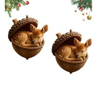 2D Forest Animal Acorn Ornaments, Cozy Forest Christmas Ornaments, 2026 New Pine Cone Animal Decoration, for Bag, Backpack Keychain, Wall Room, Garden Decoration (Brown-m,2PCS)
