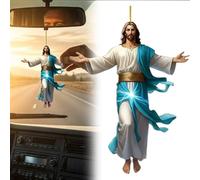 2D Retro Jesus Car Hanging Decor, Divine Journey Hanging Ornament, Acrylic Flat Mirror Ornament for Auto Interior, Faith & Peace Gift for Driver, Compact Religious Car Decoration(1PC)