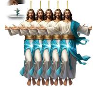 2D Retro Jesus Car Hanging Decor, Divine Journey Hanging Ornament, Acrylic Flat Mirror Ornament for Auto Interior, Faith & Peace Gift for Driver, Compact Religious Car Decoration(5PCS)