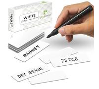 2DOBOARD Tiras magnéticas para escribir, 7,5 cm x 2,5 cm, color blanco, 75 unidades, para frigorífico, pizarra blanca y pizarra, etiquetas magnéticas