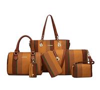2E-youth Carteras y bolsos de mano para mujer, asa superior, bolso bandolera, bolso de mano, 0B rayas marrones, Rayas marrones