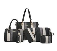 2E-youth Purses and Handbags Set, Tote Bag Bandolera Bolso Mujer, Large, 2g-stripe-black