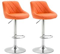 Set 2X Taburete Lazio en Polipiel I 2X Taburete Regulable en Altura & Giratorio I Juego 2X Sillas Acolchadas I Color:, Color:Naranja