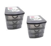 2er Set Caja Cajones Plástico 19x14, 5x16 CM 3 Gavetas Organizador Apilable