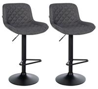 CLP Taburetes de Bar 2er Set, Silla de Bar Kasson Regulable en Altura y giratoria con Respaldo, Moderno con reposapiés y Asiento Acolchado, Color:Negro, Material:Tela