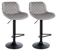 2er set de taburetes de bar kasson terciopelo gris 52x50x84 cm