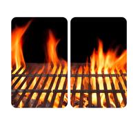 2er Set Glasabdeckplatten Fuego Diseño Para Glaskeramik-Kochfelder 30x0, 8x52 CM