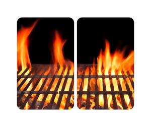 2er Set Glasabdeckplatten Fuego Diseño Para Glaskeramik-Kochfelder 30x0, 8x52 CM