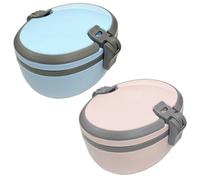 2er Set Pan- Y Caja Almuerzo Con 2 Huecos Snackbox Vorratsbox Lonchera Fiambrera