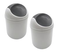 2er Set Papelera Sobremesa Weiß1, 5l Mesa Mini Papelera Basura Con Tapa