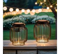 2er Set Skandinavische Farol Solar Linterna Lámpara Balcón Deco Jardín Moderno