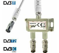 2fach IEC TV Distribuidor de Antena Cable TV Cable Coaxial Dvbc