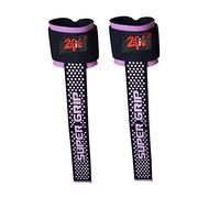 2Fit Muñequeras acolchadas para levantamiento de pesas, incluye cintas de agarre para las pesas y cintas de ajuste, unisex, ideal para entrenamiento físico, mujer hombre, pink & black