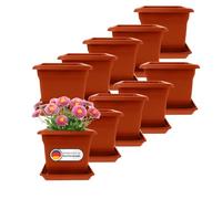 2friends Macetero grande exterior de plástico terracota, juego de 10 unidades, 40 x 40 cm, para exteriores, robustas, grandes, ideales para jardín y terraza