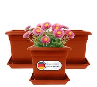 2friends Macetero grande exterior de plástico terracota, juego de 3 macetas, 40 x 40 cm, para exteriores, robustas, grandes, ideales para jardín y terraza