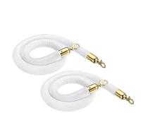 2ft 3ft 4ft 5ft 6ft 9ft 10ft Long Foam Core Hanging Cord for Crowd Control Guidance,2 Set White Commercial Velvet Barrier Rope, Customizable Length(Gold Hook,9ft/274cm)
