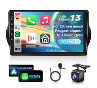 2G&64G 10.1" Radio de Coche con para Citroen Nemo/Peugeot bipper/Fiat Fiorino Qubo 2008-2017 con Carplay Android Auto,Android 13,Bluetooth,Radio RDS/FM,navi WiFi,cámara de visión Trasera AHD