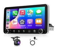 2G 64G Android 13 Radio de Coche 1 DIN Carplay Android Auto Inalámbrica 10,36 Pulgadas IPS 360° Pantalla Giratoria con Mirror Link WiFi Bluetooth GPS FM/RDS Control del Volante Cámara Trasera