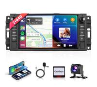2G&64G, Podofo Radio Coche para Jeep/Chevrolet/Chrysler/Dodge Inalámbrico Carplay Android Auto con Touchscreen 7", Android Radio Bluetooth con Cámara de Visión Trasera AHD WiFi/GPS/CANBUS