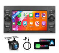 2G+64G Wireless Carplay Android Radio de Coche para Ford Focus C-MAX S-MAX Kuga Fiesta Transit Fusion Mondeo Galaxy Connect 7 Pulgadas Radio Android Auto Navi GPS WiFi Bluetooth FM/RDS Cámara Trasera