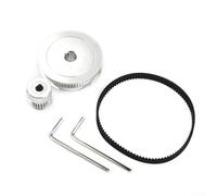 2GT - Juego de polea de distribución para impresoras 3D: poleas de doble brida de aluminio de 20 dientes y 60 dientes + correa de bucle cerrado de 200 mm (6 mm de ancho, 2 mm