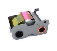 2ID - Cartucho de cinta Fargo DTC1250 YMCKO con rodillo de limpieza | Cinta original Fargo 45000 | Imprime imágenes, texto y códigos de barras a todo color vibrantes y duraderos en tarjetas de