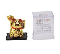 2in Lucky Cat Waving Armor, Solar Powered Waving Arm Lucky Cat Ornament Welcoming Waving Hand Wealth Fortune Cat for Home, Office (Gold)