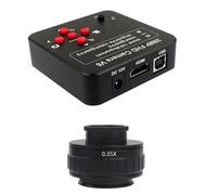 2K 38MP HDMI USB Industrial Electronic Digital Microscope Camera + 0.5X 0.35x Trinocular Stereo Microscope C Mount Adapter Lens(Camera - 0.35x)