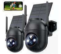 2K Cámara de Vigilancia WiFi Exterior Inalámbrica Solar, 2.4GHz Cámara Exterior Solar con Panel Solar, 360 Grados PTZ, Visión Nocturna Color, Audio Bidireccional, Sirena PIR (Negro) (2)