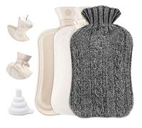 2L Botellas de Agua Caliente, ilauke Bolsa de Agua Caliente con Cubierta de Forro Polar Suave + Funda de Agua de Chenilla Gris, Hot Water Bottle de Gran Capacidad Regalo para Niños y Ancianos, Gris